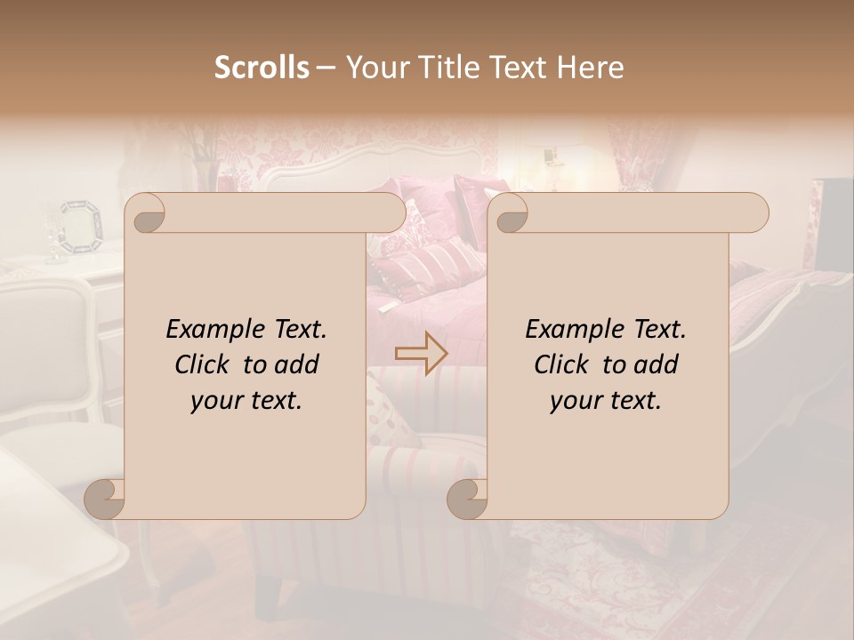 Pink Woman Interior Bedroom 4 PowerPoint Template