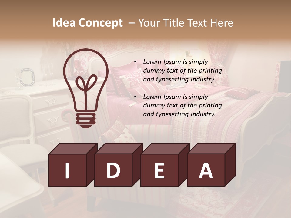 Pink Woman Interior Bedroom 4 PowerPoint Template