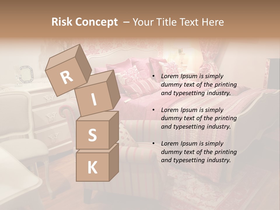 Pink Woman Interior Bedroom 4 PowerPoint Template