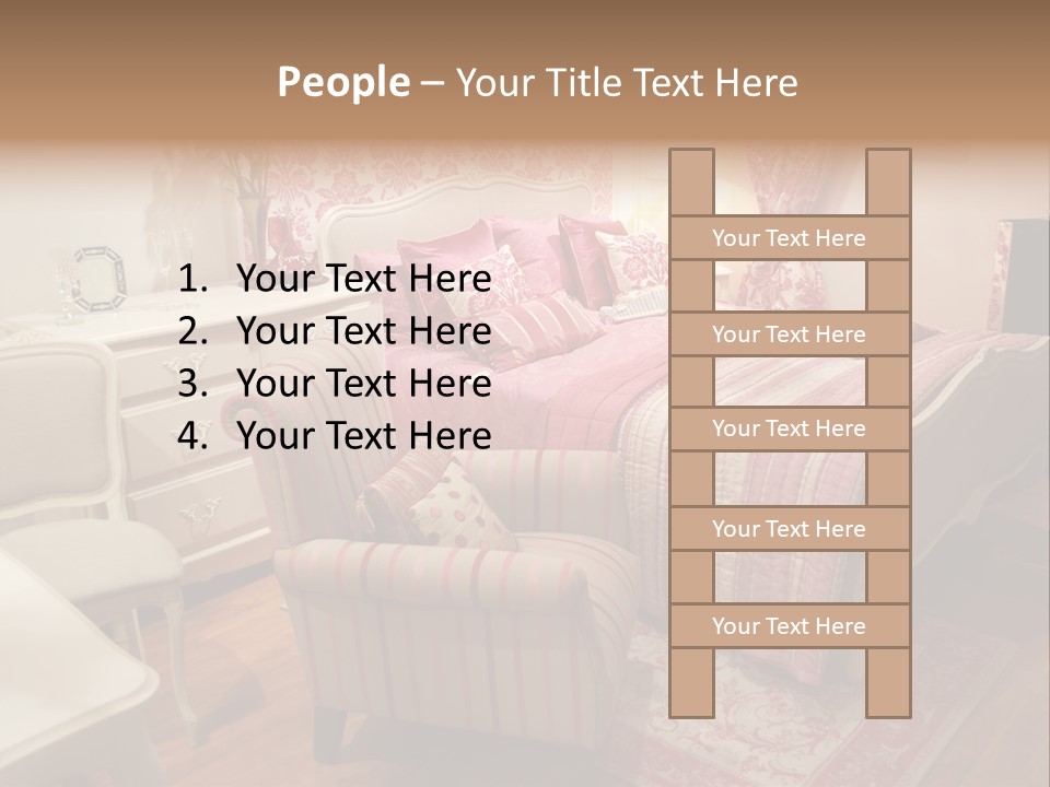 Pink Woman Interior Bedroom 4 PowerPoint Template