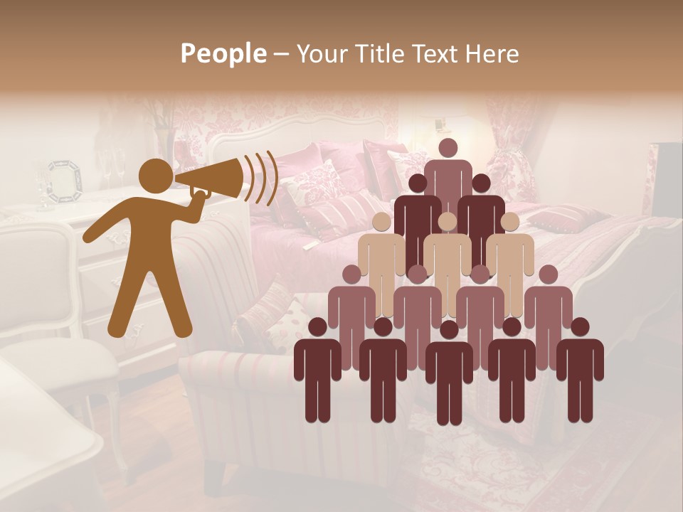 Pink Woman Interior Bedroom 4 PowerPoint Template