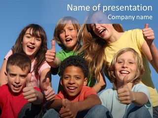 Happy Positive Youth With Thumbs Up PowerPoint Template