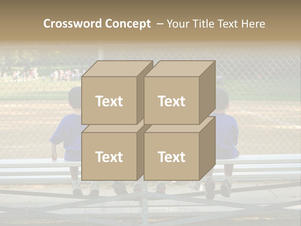 Five Little Boys Sit On A Bench And Wait For Their Baseball / T-Ball Game To Begin PowerPoint Template