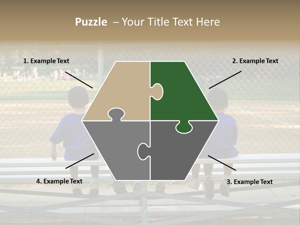 Five Little Boys Sit On A Bench And Wait For Their Baseball / T-Ball Game To Begin PowerPoint Template
