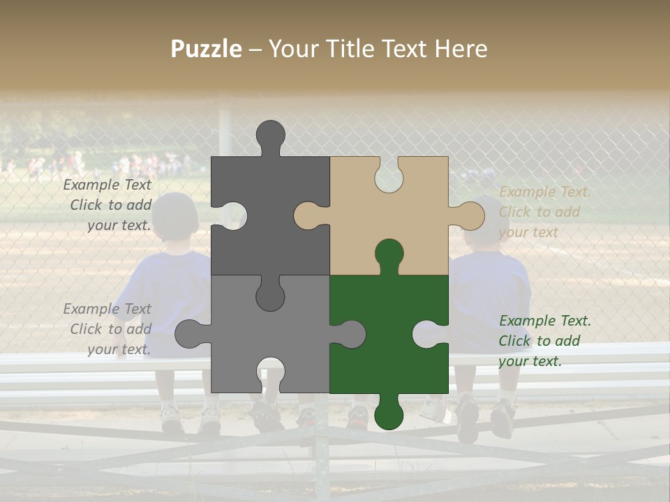 Five Little Boys Sit On A Bench And Wait For Their Baseball / T-Ball Game To Begin PowerPoint Template