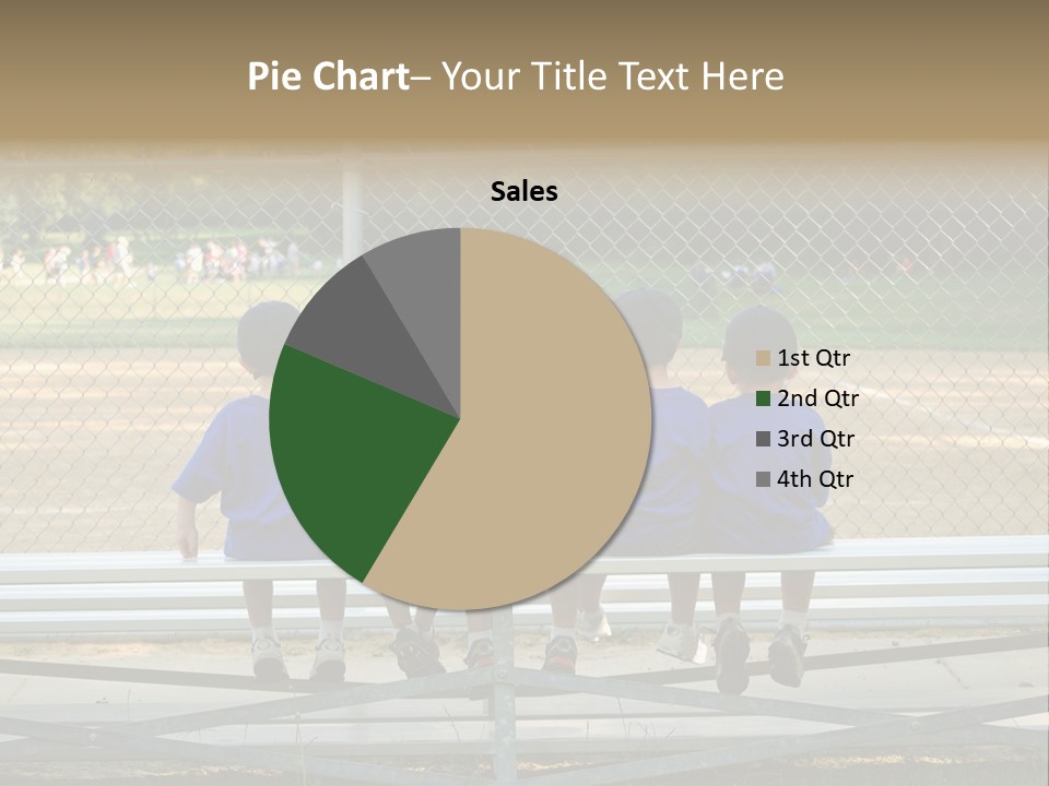 Five Little Boys Sit On A Bench And Wait For Their Baseball / T-Ball Game To Begin PowerPoint Template
