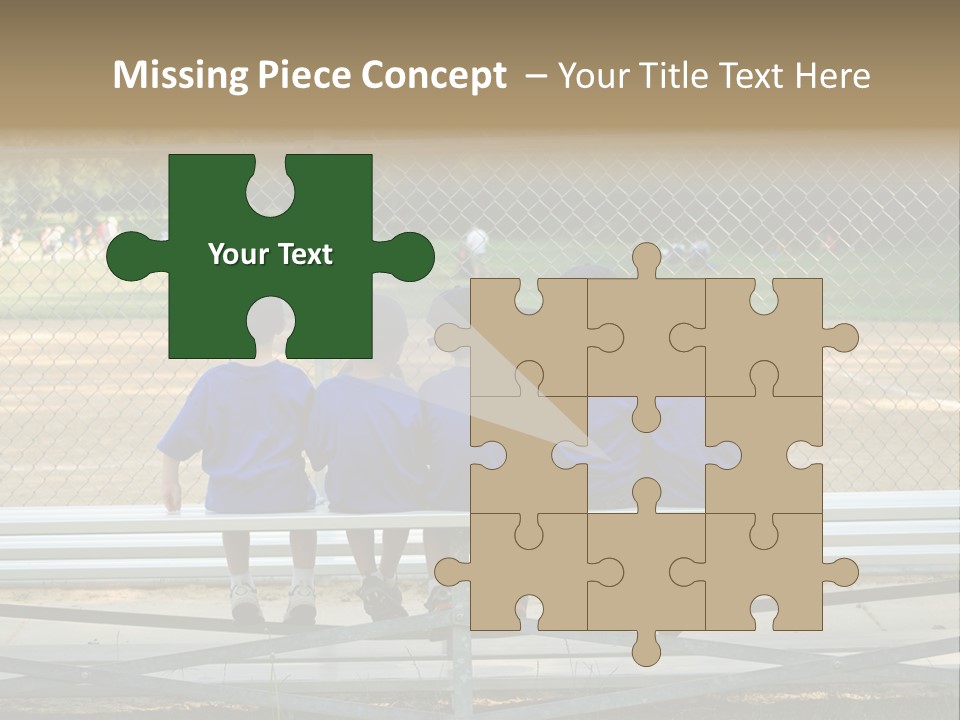 Five Little Boys Sit On A Bench And Wait For Their Baseball / T-Ball Game To Begin PowerPoint Template