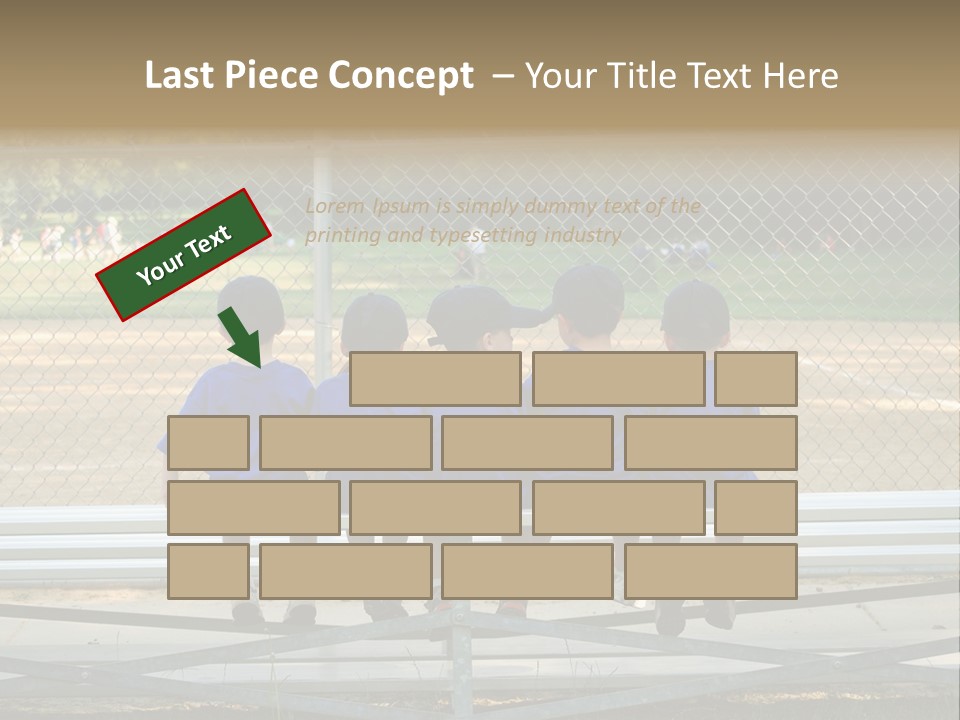 Five Little Boys Sit On A Bench And Wait For Their Baseball / T-Ball Game To Begin PowerPoint Template