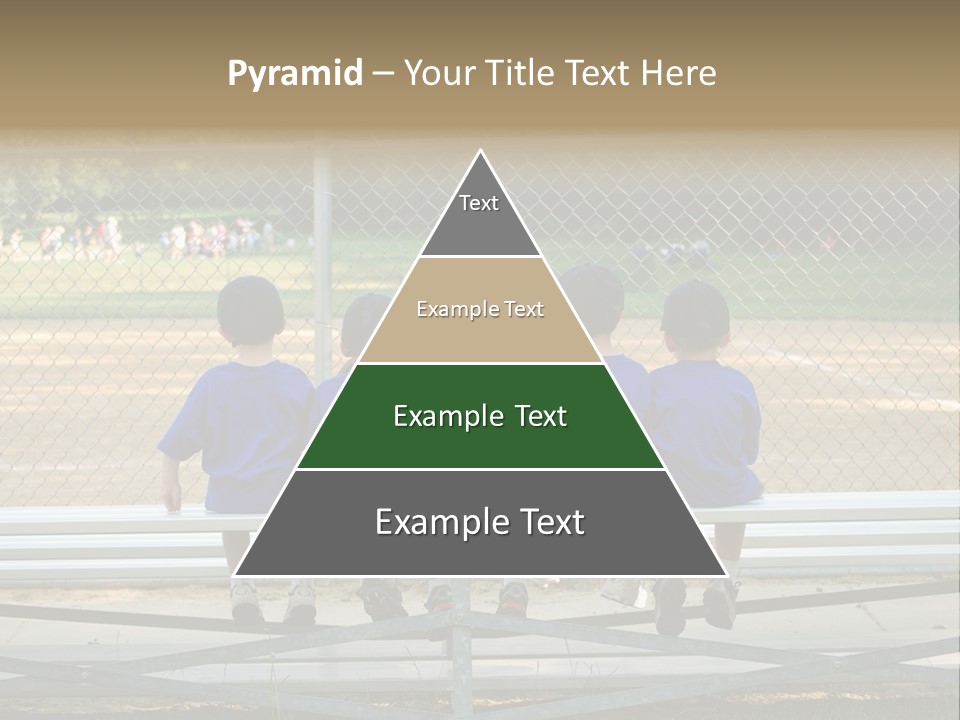 Five Little Boys Sit On A Bench And Wait For Their Baseball / T-Ball Game To Begin PowerPoint Template