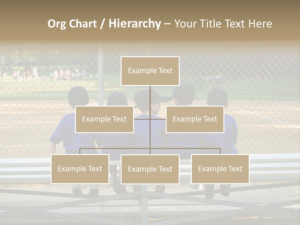 Five Little Boys Sit On A Bench And Wait For Their Baseball / T-Ball Game To Begin PowerPoint Template