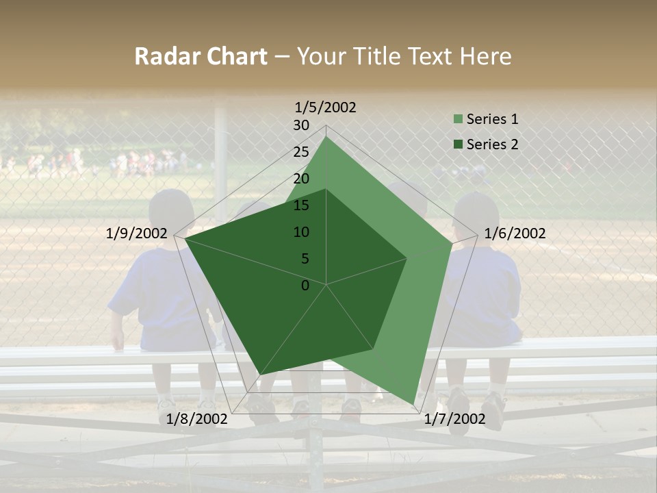 Five Little Boys Sit On A Bench And Wait For Their Baseball / T-Ball Game To Begin PowerPoint Template
