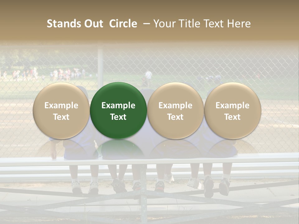 Five Little Boys Sit On A Bench And Wait For Their Baseball / T-Ball Game To Begin PowerPoint Template