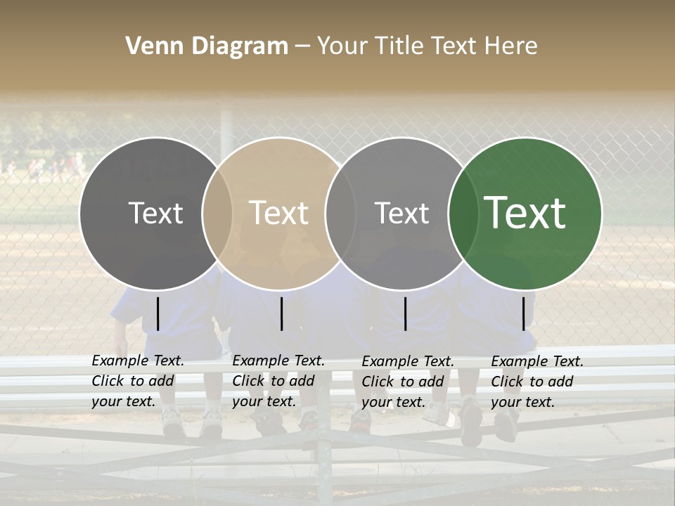 Five Little Boys Sit On A Bench And Wait For Their Baseball / T-Ball Game To Begin PowerPoint Template