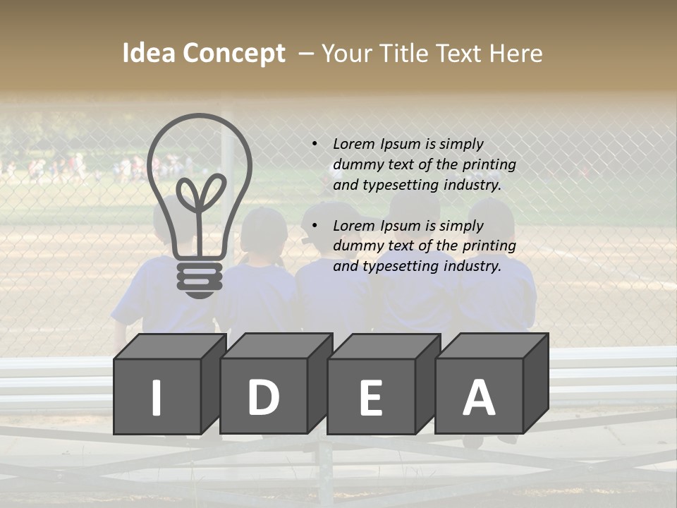 Five Little Boys Sit On A Bench And Wait For Their Baseball / T-Ball Game To Begin PowerPoint Template