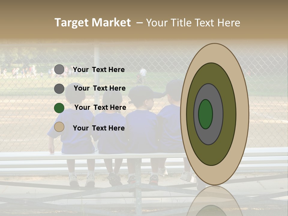 Five Little Boys Sit On A Bench And Wait For Their Baseball / T-Ball Game To Begin PowerPoint Template