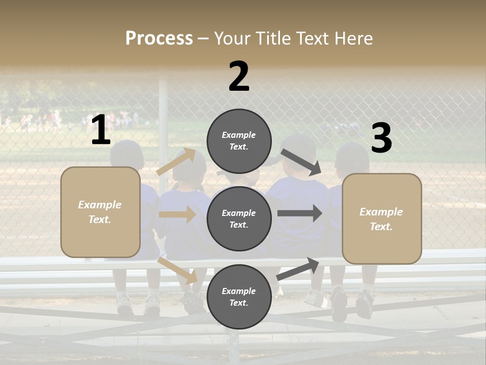 Five Little Boys Sit On A Bench And Wait For Their Baseball / T-Ball Game To Begin PowerPoint Template
