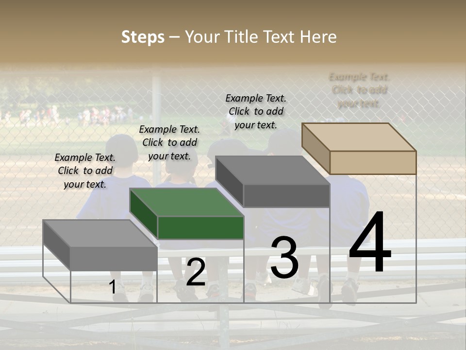 Five Little Boys Sit On A Bench And Wait For Their Baseball / T-Ball Game To Begin PowerPoint Template