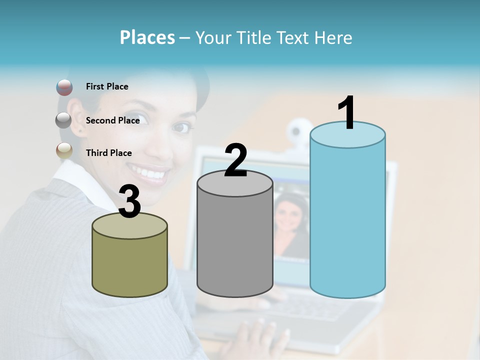 Business Woman Working On Laptop PowerPoint Template