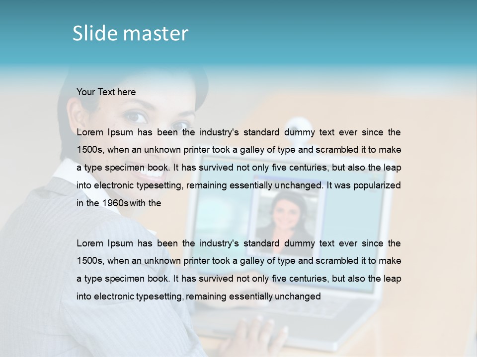 Business Woman Working On Laptop PowerPoint Template