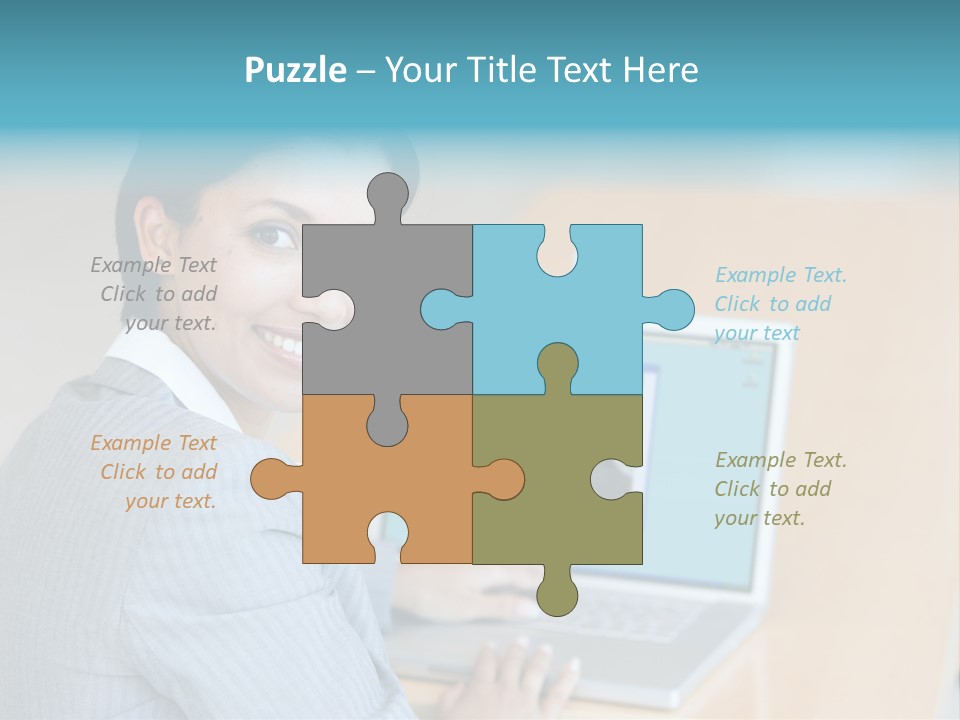 Business Woman Working On Laptop PowerPoint Template