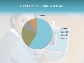 Business Woman Working On Laptop PowerPoint Template