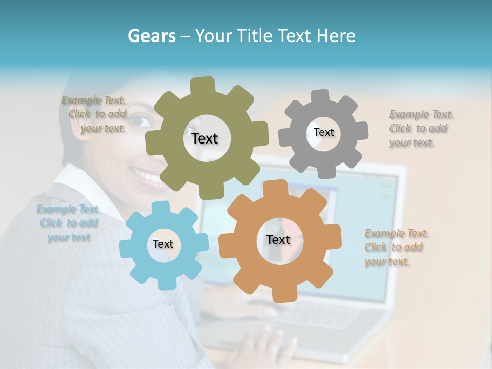 Business Woman Working On Laptop PowerPoint Template