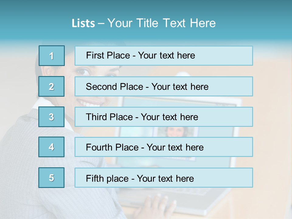 Business Woman Working On Laptop PowerPoint Template