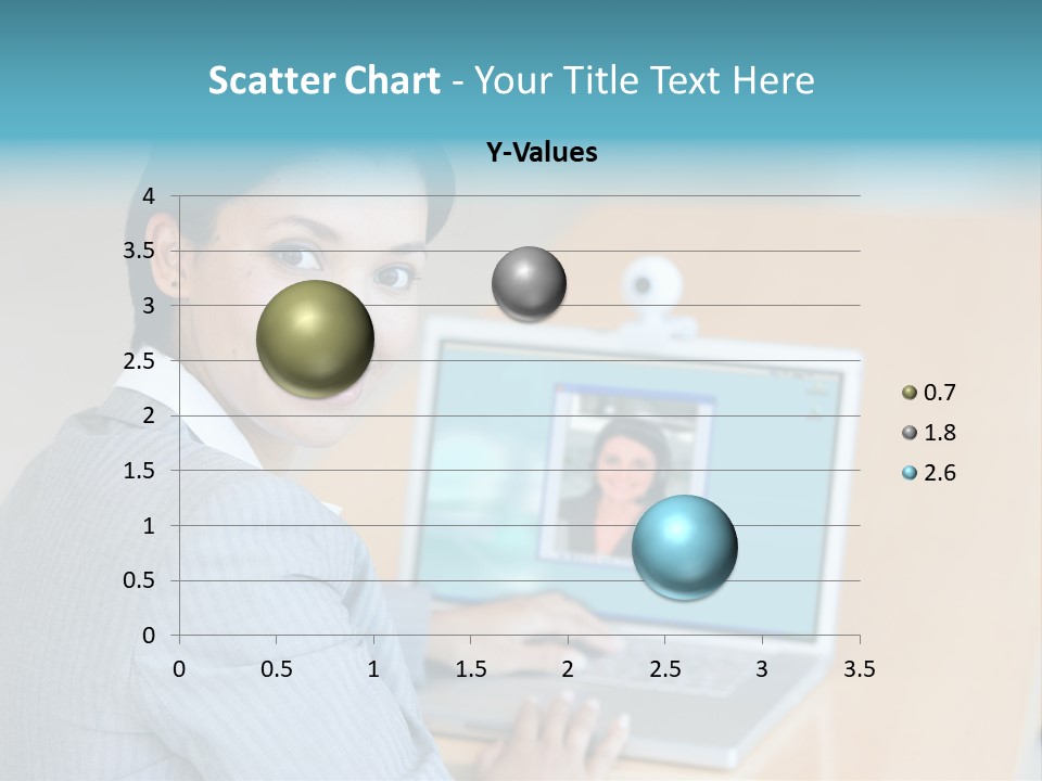 Business Woman Working On Laptop PowerPoint Template