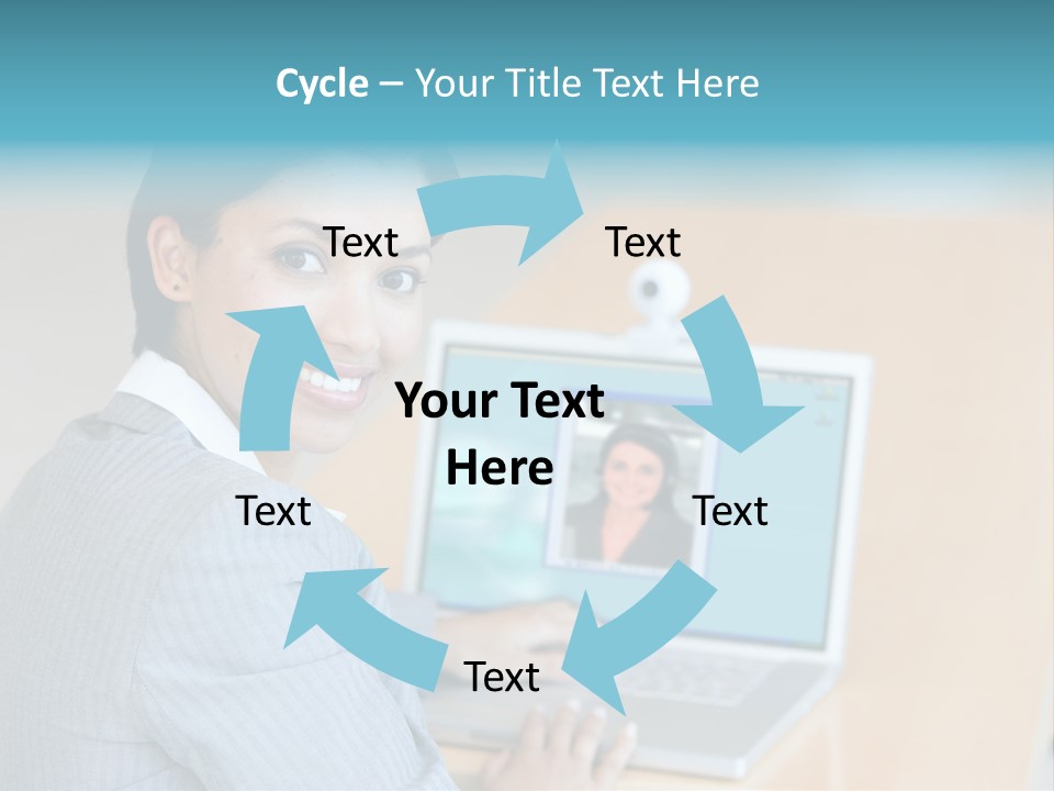 Business Woman Working On Laptop PowerPoint Template