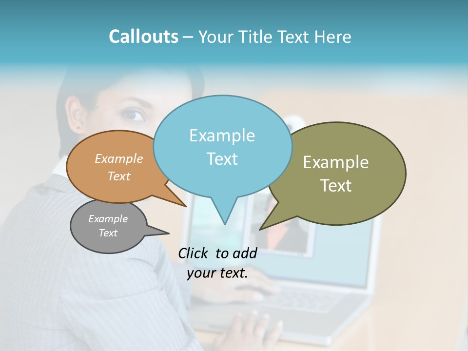 Business Woman Working On Laptop PowerPoint Template