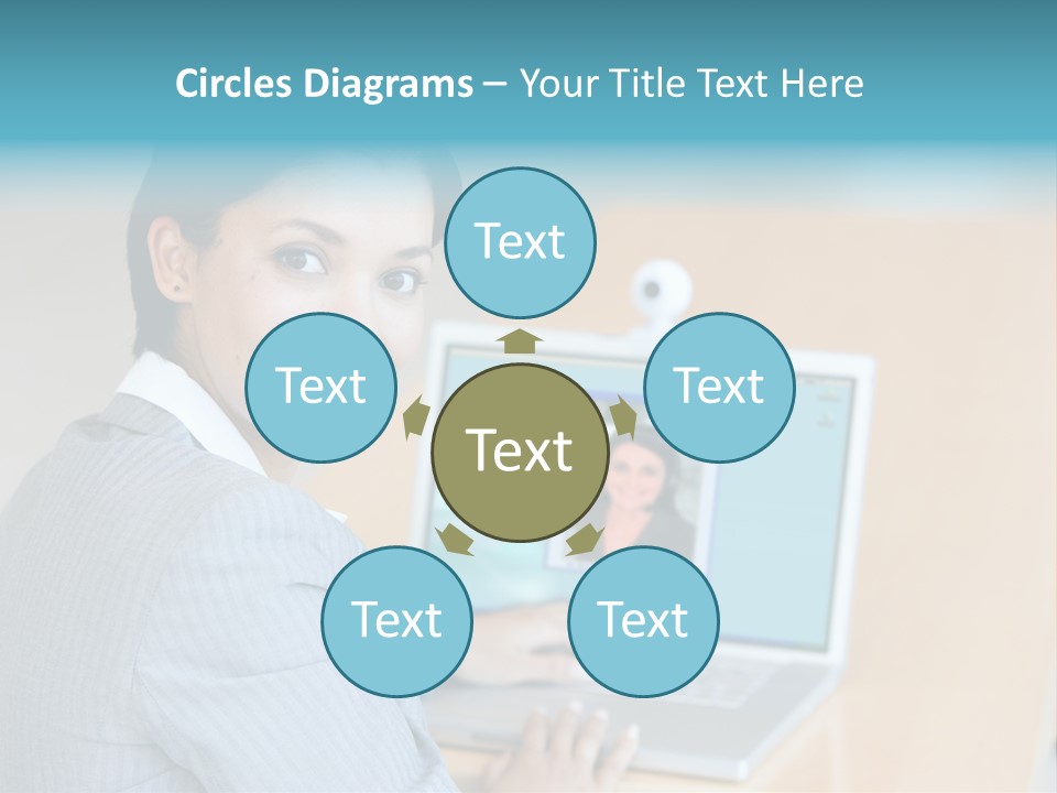 Business Woman Working On Laptop PowerPoint Template