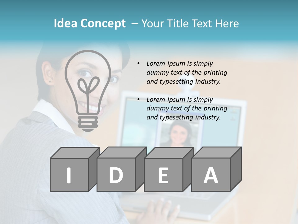 Business Woman Working On Laptop PowerPoint Template