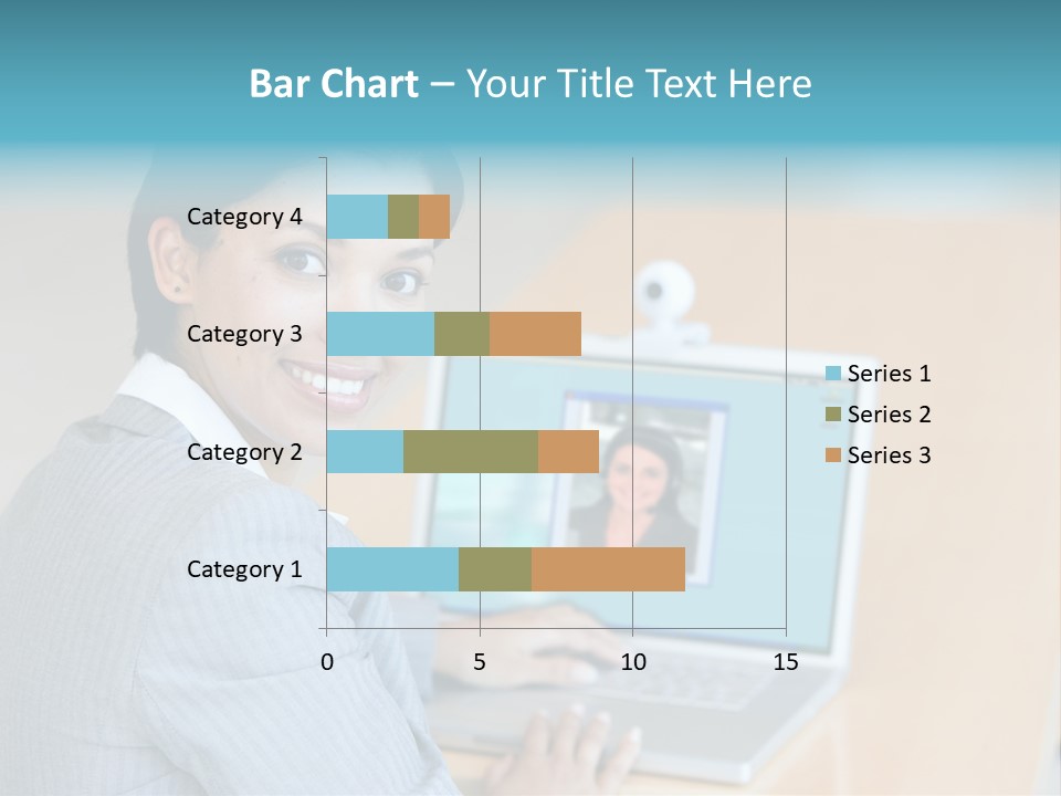 Business Woman Working On Laptop PowerPoint Template