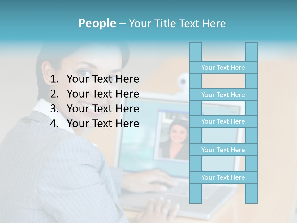 Business Woman Working On Laptop PowerPoint Template
