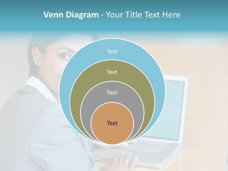 Business Woman Working On Laptop PowerPoint Template