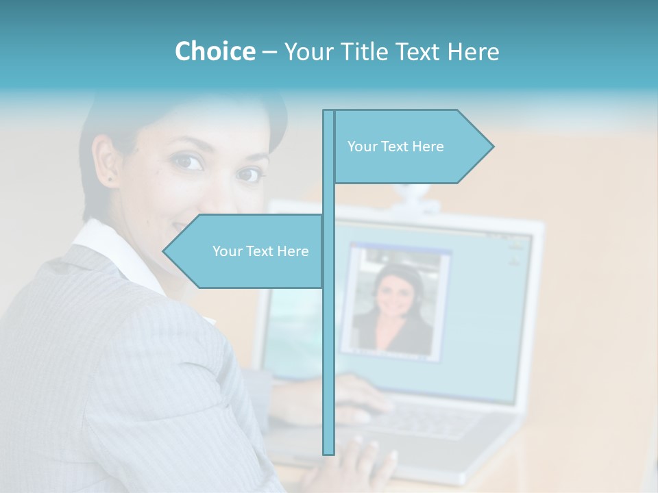 Business Woman Working On Laptop PowerPoint Template
