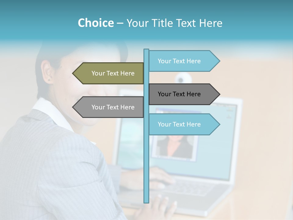 Business Woman Working On Laptop PowerPoint Template