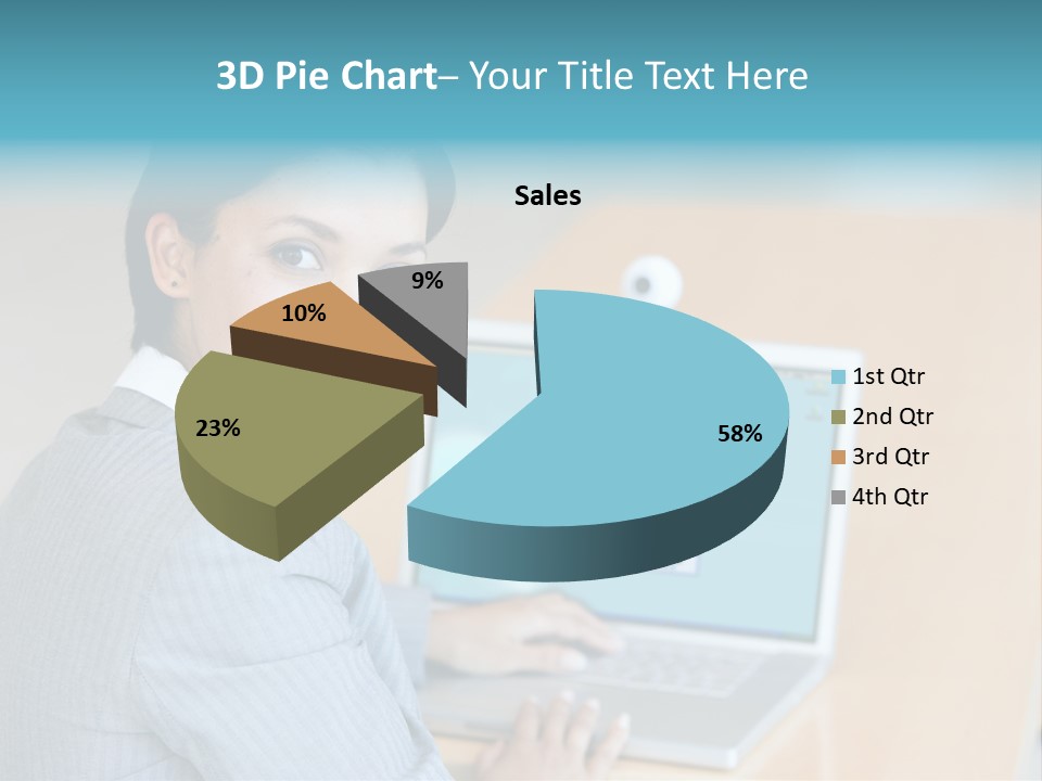 Business Woman Working On Laptop PowerPoint Template
