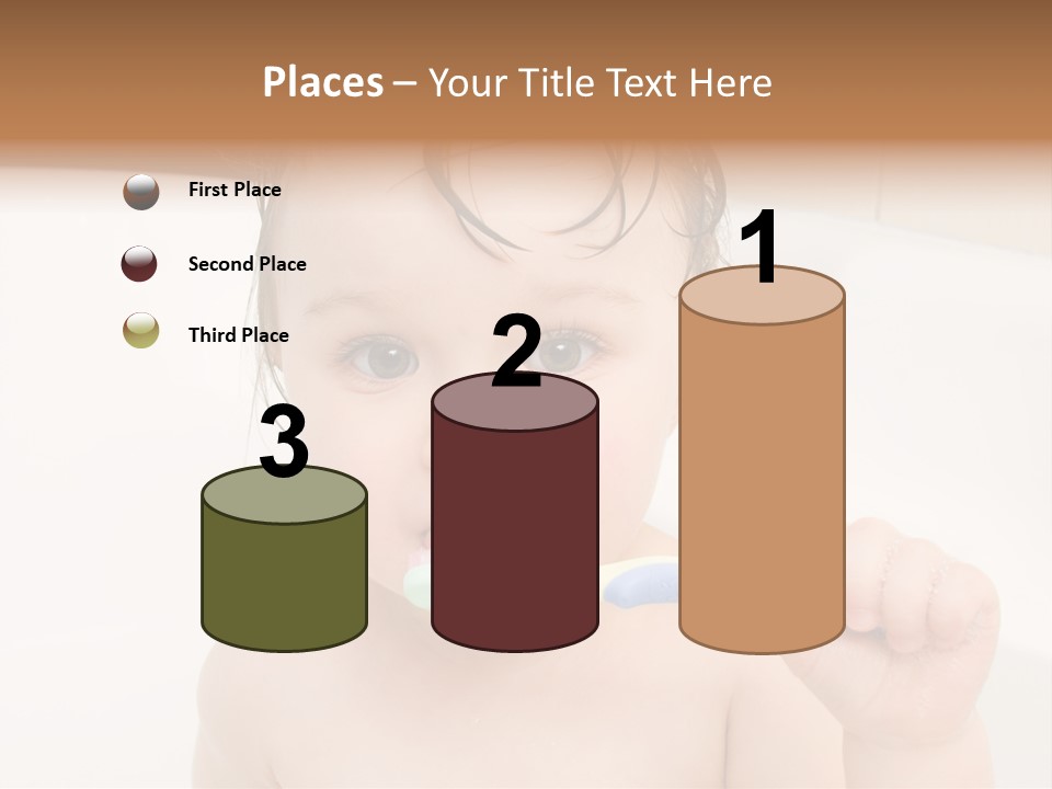 Sweet Toddler Baby Girl In Bath PowerPoint Template