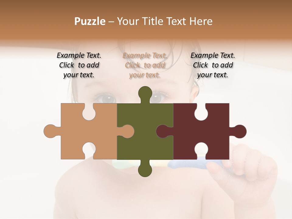 Sweet Toddler Baby Girl In Bath PowerPoint Template