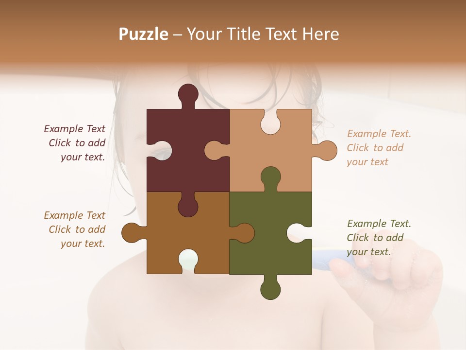 Sweet Toddler Baby Girl In Bath PowerPoint Template