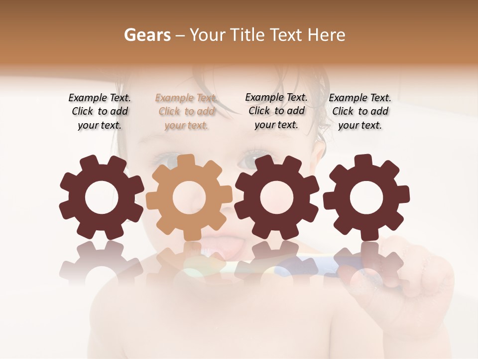 Sweet Toddler Baby Girl In Bath PowerPoint Template