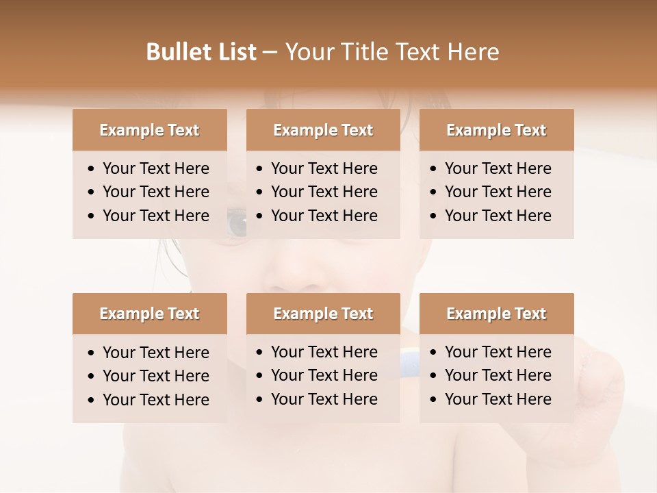 Sweet Toddler Baby Girl In Bath PowerPoint Template