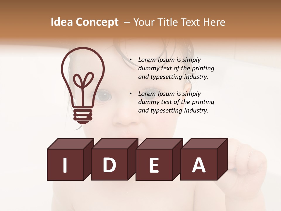 Sweet Toddler Baby Girl In Bath PowerPoint Template