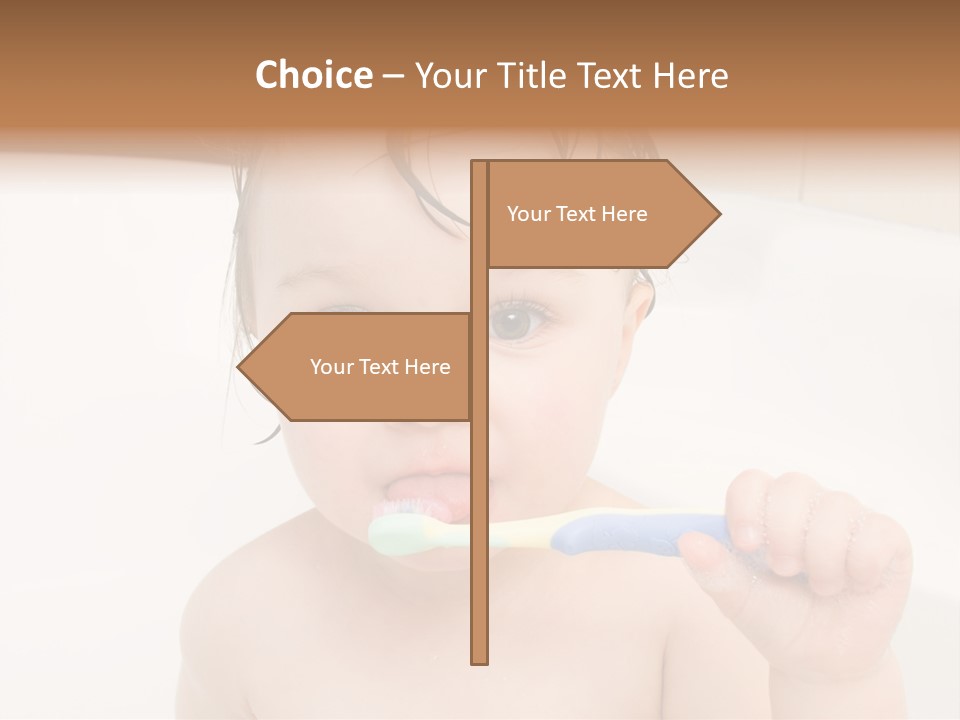 Sweet Toddler Baby Girl In Bath PowerPoint Template
