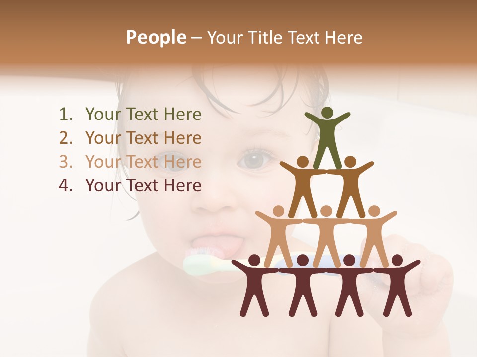 Sweet Toddler Baby Girl In Bath PowerPoint Template