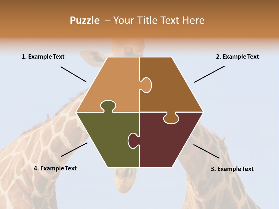 Giraffe Couple In Love With Blue Sky On Background PowerPoint Template