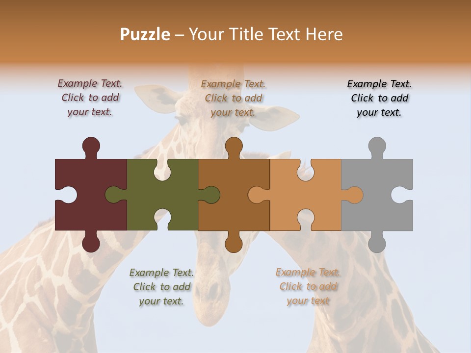 Giraffe Couple In Love With Blue Sky On Background PowerPoint Template