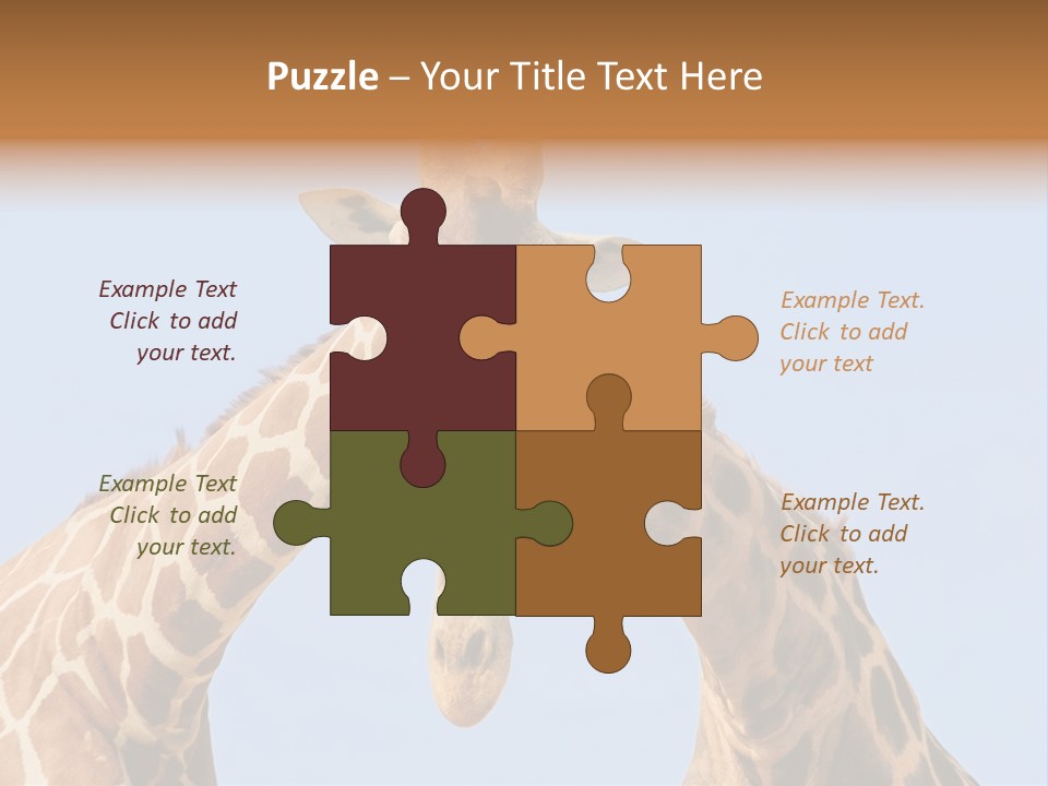 Giraffe Couple In Love With Blue Sky On Background PowerPoint Template