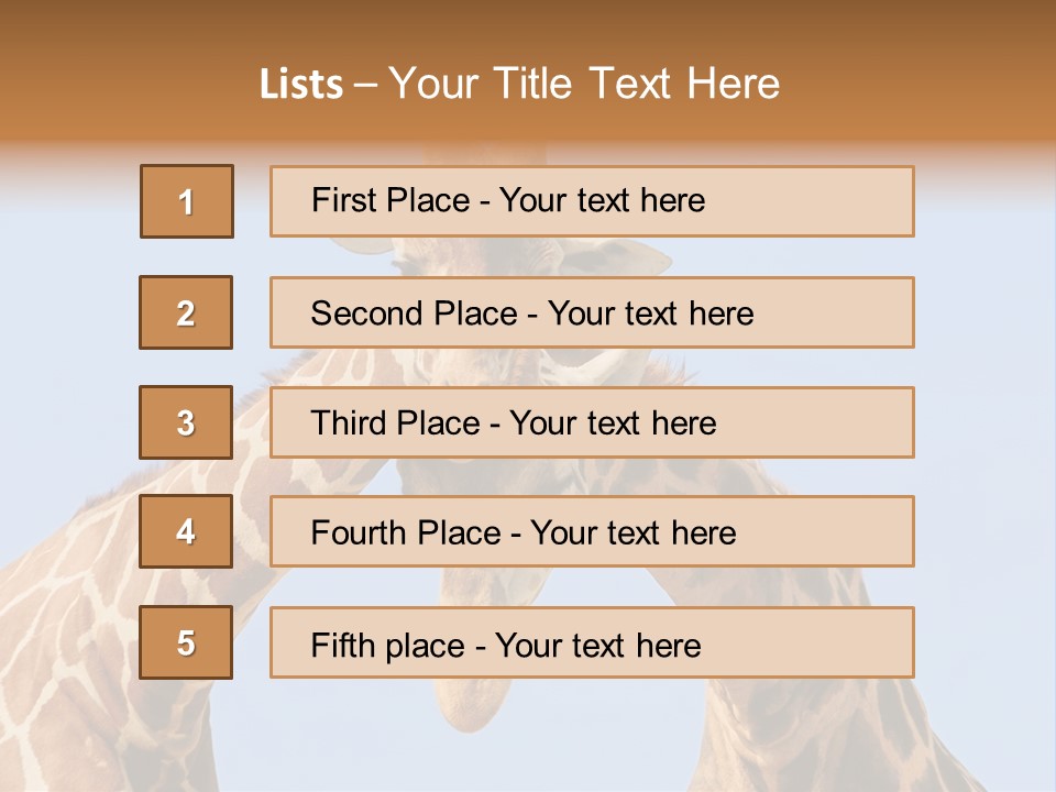 Giraffe Couple In Love With Blue Sky On Background PowerPoint Template